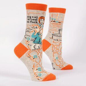 Novelty Socks - My Cat is Cool as F*ck - Blue Q, Size 5-10
